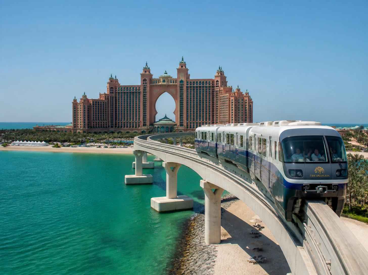 Enjoy panoramic views of Atlantis The Palm and the Palm Monorail.