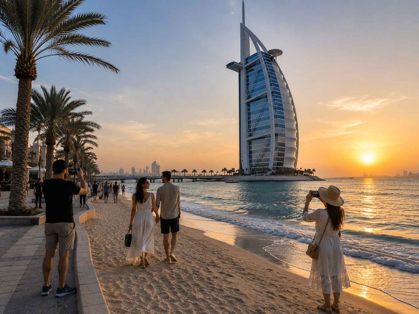 Capture stunning views of the iconic Burj Al Arab from Jumeirah Beach.