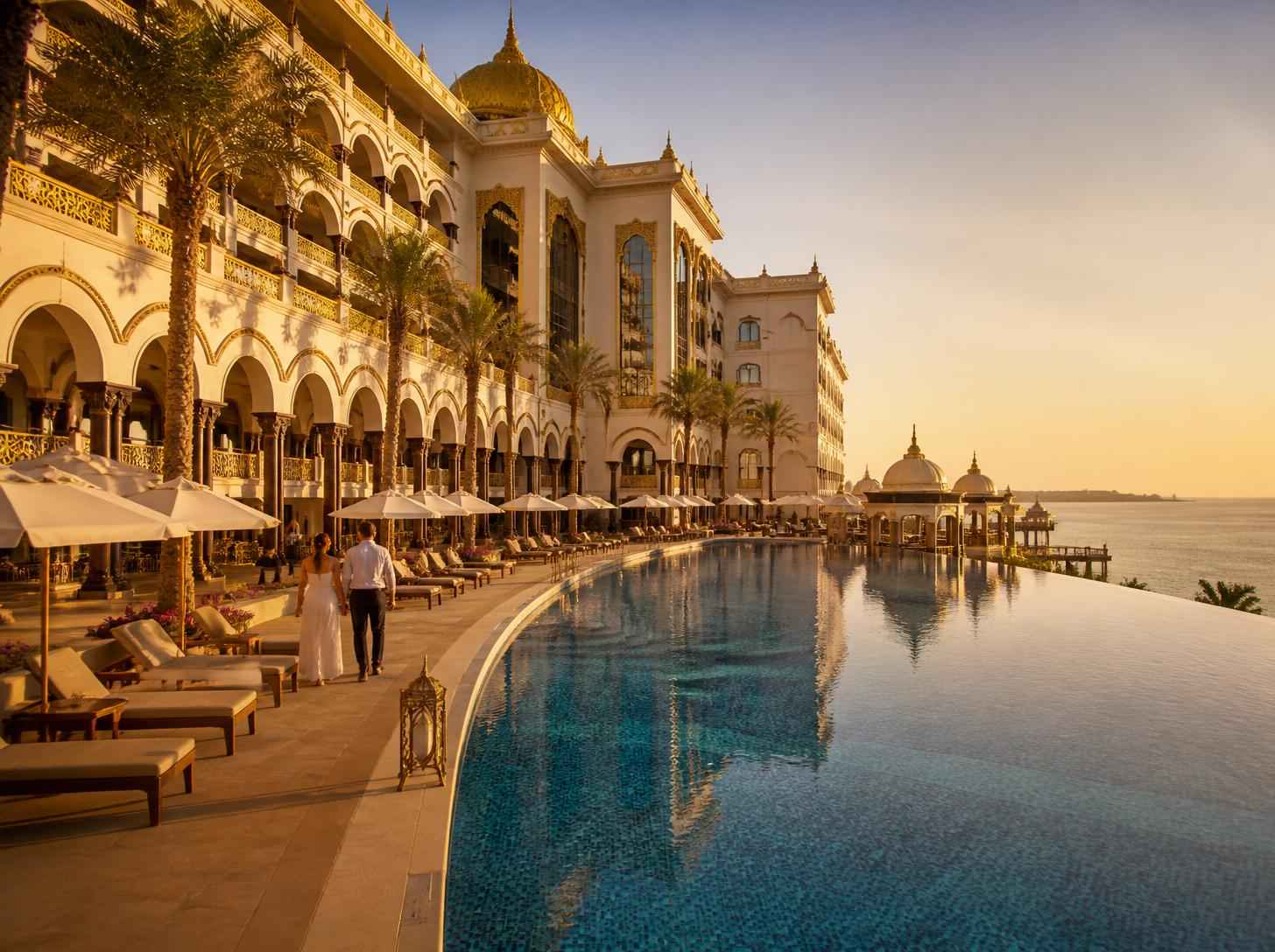 Admire the magnificent Ottoman-inspired architecture of Jumeirah Zabeel Saray on Palm Jumeirah during your Dubai city tour.