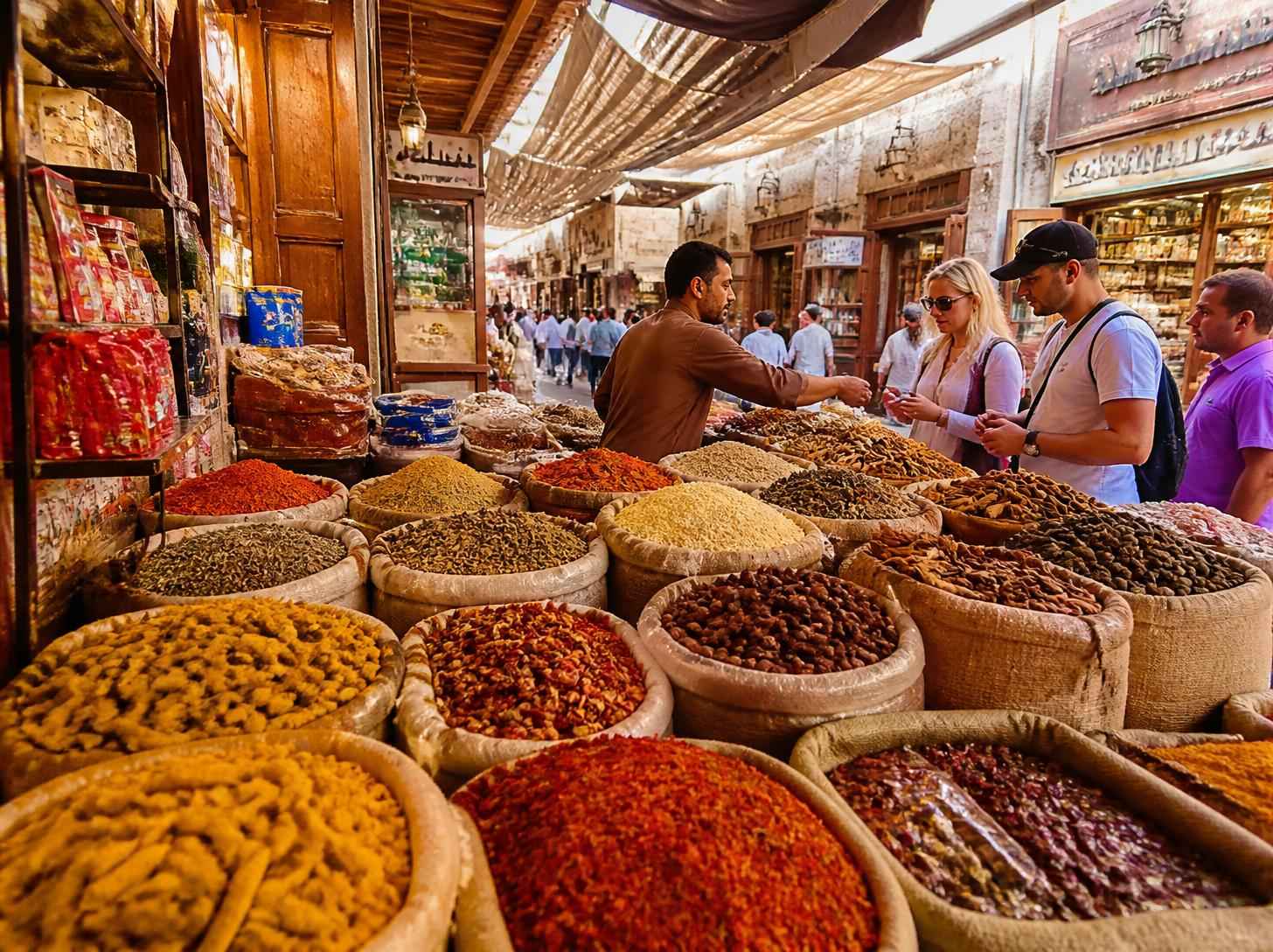 Shop for authentic spices, herbs, and local souvenirs at Dubai's famous Spice Souk.