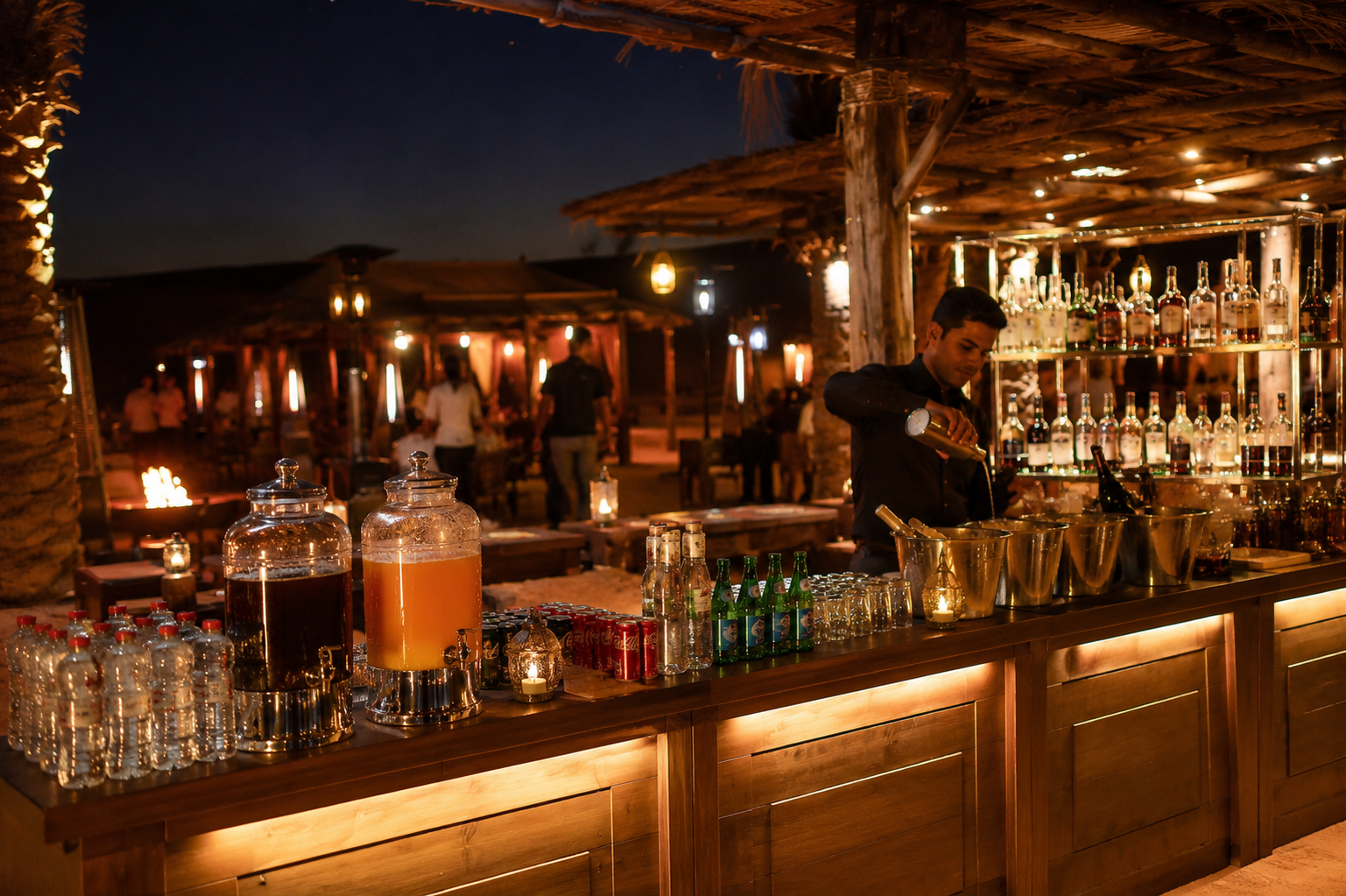 Refreshments served at the desert camp bar, Private Red Dune Desert Safari Dubai