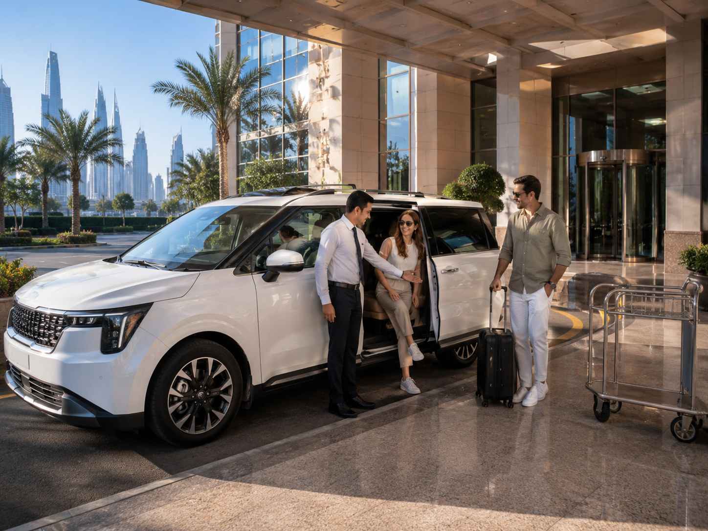 Safe and comfortable arrival at your Abu Dhabi hotel or residence with a professional chauffeur.