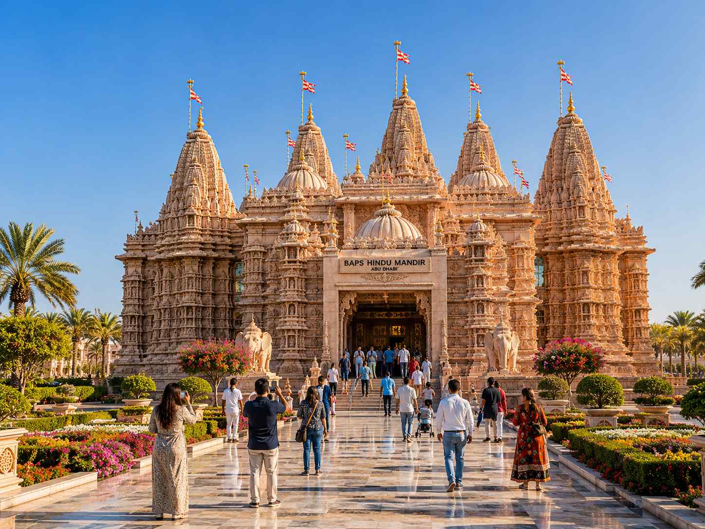 Visit the magnificent BAPS Hindu Mandir in Abu Dhabi.