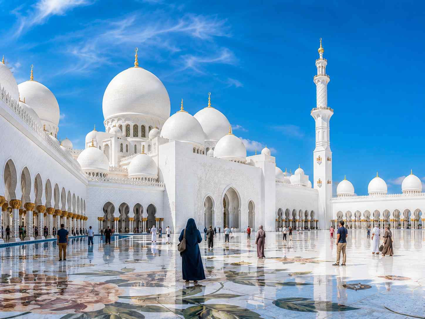 Visit the iconic Sheikh Zayed Grand Mosque, the highlight of Abu Dhabi.