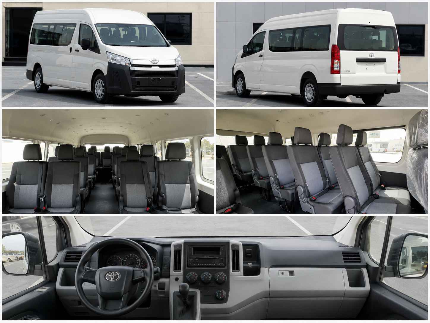 Spacious Toyota Hiace for families, tour groups, and corporate AUH airport transfers in Abu Dhabi.